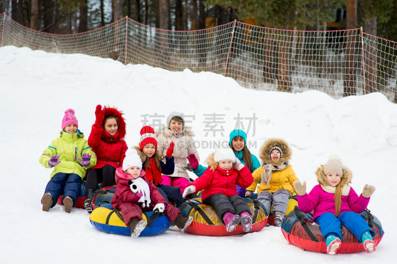 雪,儿童,装管,冬天,白昼,寒冷,运动,家庭,霜,公园