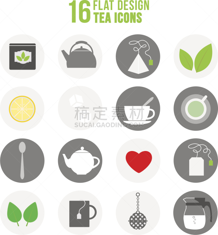 茶树,平坦的,计算机图标,色彩鲜艳,滤茶器,金字塔形,金字塔,茶包,茶,壶