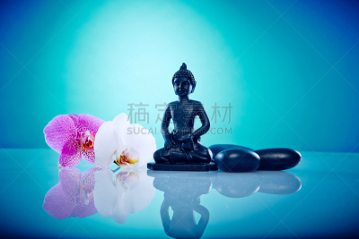 热石按摩,兰花,佛,奥卡纳佛像,风水,禅宗,水平画幅,无人,spa美容,健康