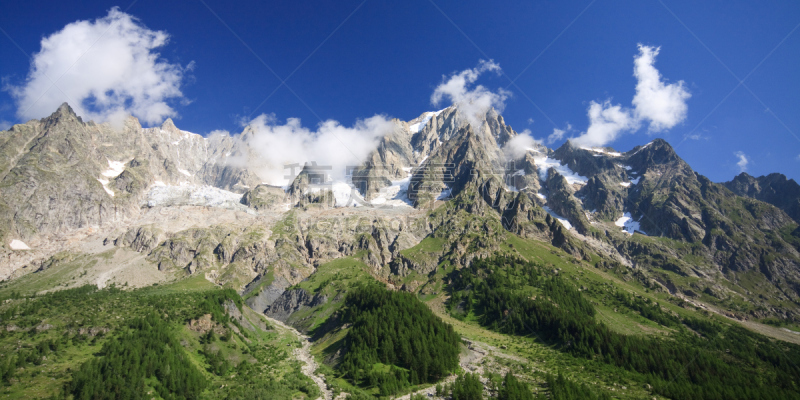 大汝拉峰,天空,库尔马耶乌尔,水平画幅,奥斯塔山谷,雪,无人,夏天,户外,云景