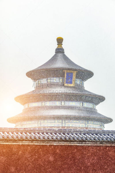 天坛,雪,户外,黄昏,白昼,冬天,白色,红色,远古的,著名景点