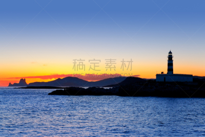 西班牙威德拉,伊比沙岛,灯塔楼,福门特拉岛,水,天空,水平画幅,无人,巴利阿里群岛,户外