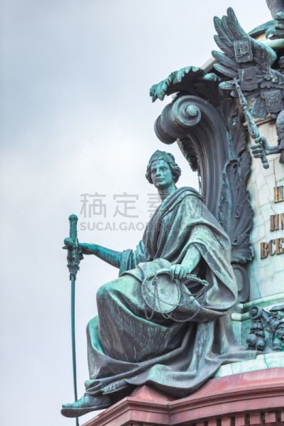 尼古拉一世,寓言画,圣彼得堡,剑,垂直画幅,纪念碑,女人,建筑,俄罗斯,成年的