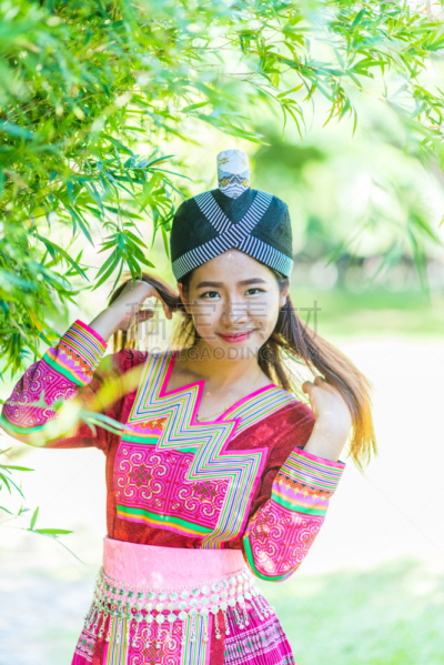 女人,高山族,阿卡,苗人,长颈族,衣服,亚洲,乡村,人,垂直画幅
