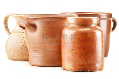 白色,过时的,陶瓷工艺品,分离着色,餐具,褐色,艺术,水平画幅,无人,古老的