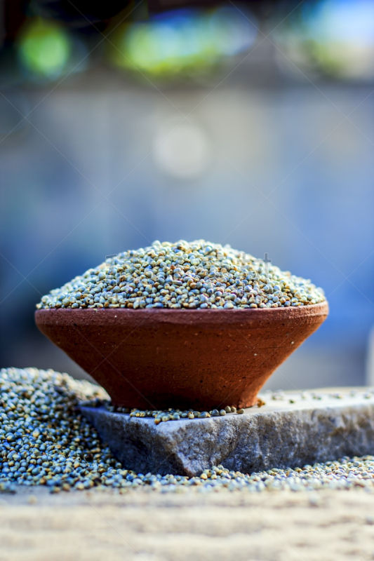 珍珠粟,粘土,有机食品,碗,生食,喷泉草,垂直画幅,喉咙,膳食,特写