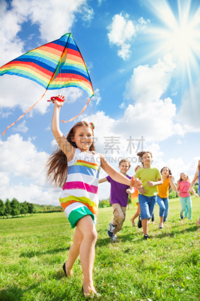 乐趣,派克大街,风筝,垂直画幅,美,公园,美人,巨大的,草坪,人群