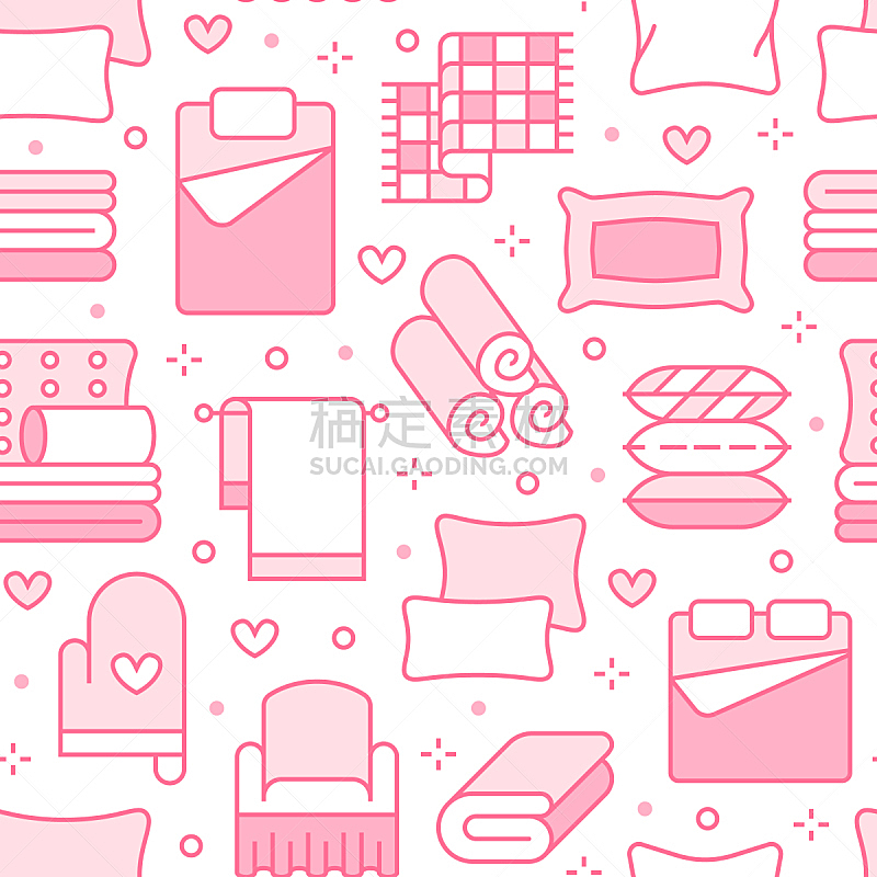 室内,粉色,纺织品,亚麻布,平坦的,绘画插图,卧室,计算机图标,床上用品,枕头