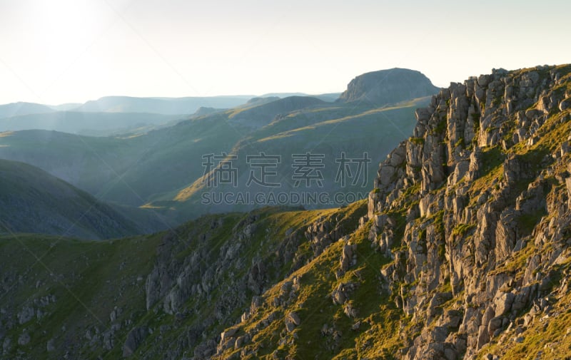 黎明,看风景,大盖博山,田园风光,地形,极端地形,户外,黄昏,金色,粗糙的