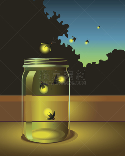 萤火虫,广口瓶,夜晚,装入罐中,荧光色,捕获的,记忆,昆虫,夏天,垂直画幅