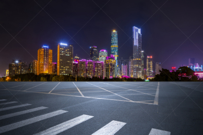 市区路,沥青,广州,人行道,建筑,办公室,天空,美,水平画幅,无人