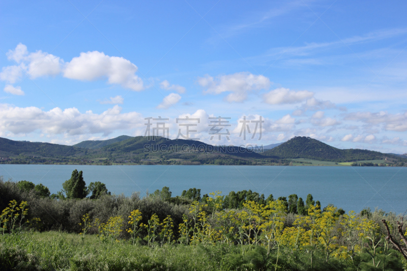 湖,地形,天空,水平画幅,山,无人,户外,草,云景,高处