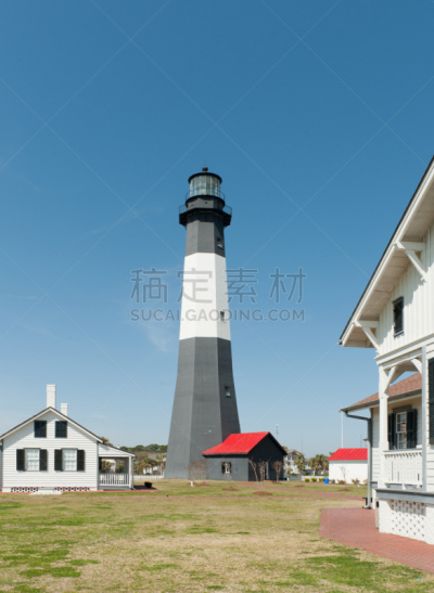 太壁岛灯塔,乔治亚州,太壁岛,垂直画幅,纪念碑,天空,留白,美国,建筑,无人