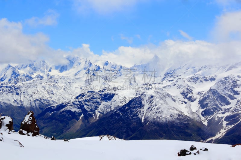 高加索山脉,雪,在下面,自然,洛矶山脉,悬崖,水平画幅,地形,山,冰河