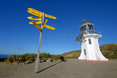 灯塔楼,cape reinga,方向标,天空,里山,温哥华,水平画幅,无人,户外,方向