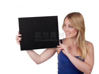 金色头发,可爱的,空白的,拿着,黑色,标志,红毯秀,留白,仅成年人,青年人