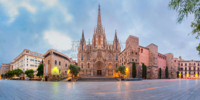 西班牙,早晨,holy cross church,圣欧拉利娅,哥德区,巴黎圣母院,纪念碑