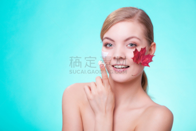 人的脸部,青年女人,秋分,女孩,毛细血管,抗衰老,青少年,留白,水平画幅,纯净