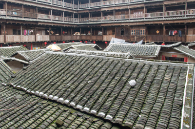 蒂卢,客家族,福建省,房屋建设,传统,厦门,水平画幅,古老的,户外,过去