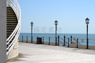 沃辛,码头,视角,天空,水平画幅,无人,蓝色,夏天,海岸地形,露天平台