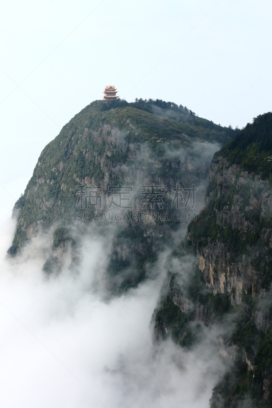 峨眉山,中国,云,自然美,宝塔,海洋,四川省,垂直画幅,无人,亚洲