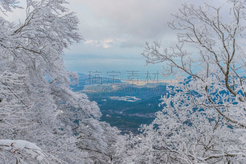 冬天,山,daisen,海岸线,都市风景,鸟取,活力,运动,城镇景观,云