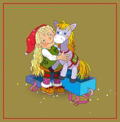 小精灵,马,游戏,礼物,女孩,垂直画幅,女人,幸福,马年,新年
