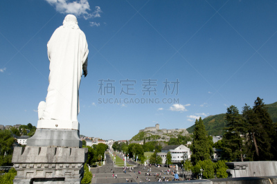 卢尔德,女人,安全,法国,圣玛丽,长方形会堂,教堂,水平画幅,大教堂,户外