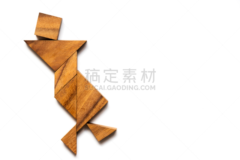 概念,男人,形状,谜题游戏,木制,白色背景,欢乐,想法,知识