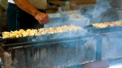 食品,货摊,日式烧鸡,格子烤肉,九月,热,事件,部分,清新,无法辨认的人