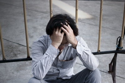 男商人,青年人,办公室,失望,前额,户外,压力,手,挫败,触摸