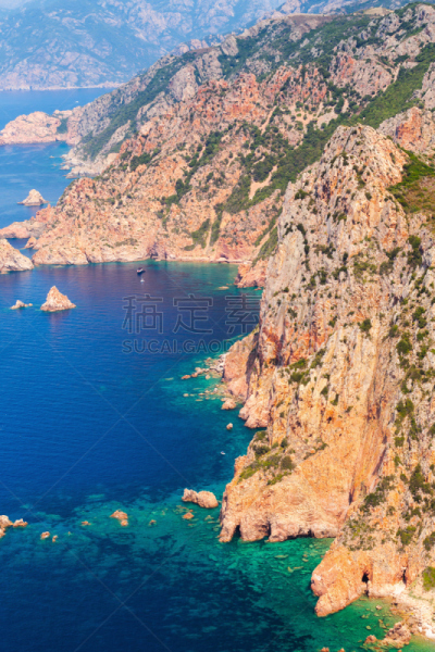 波尔图,科西嘉,岛,海岸地形,海湾国家,piana,波多,垂直画幅,水,天空