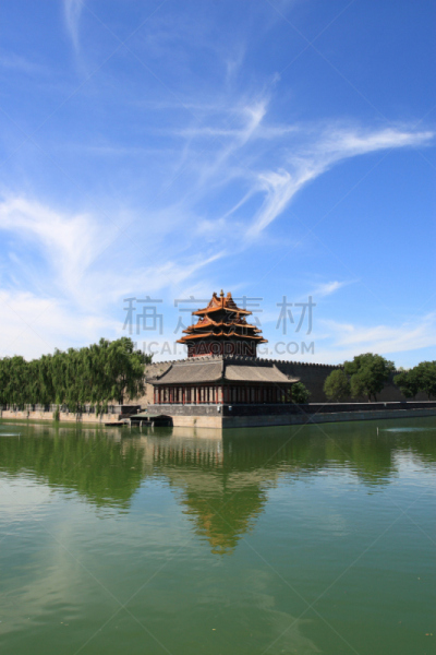 故宫,垂直画幅,水,天空,美,古老的,禁止的,户外,大门,英制度量衡