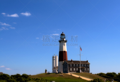 灯塔楼,蒙塔克,纽约,长岛,美国,悬崖,水平画幅,建筑,蓝色,度假