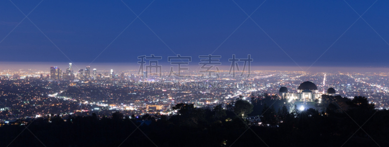 都市风景,好莱坞山,洛杉矶,水平画幅,山,夜晚,无人,洛杉矶县,曙暮光,户外