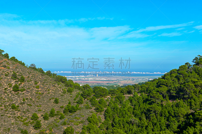 穆尔西亚,曼加,风景,山,西班牙,在之间,云,著名景点,海岸线,波浪