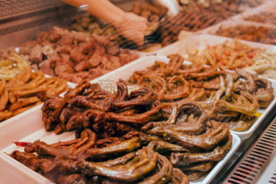 香料,货摊,成都,街头食品,寒冷,盐渍食品,热,食品,荷花,熟的