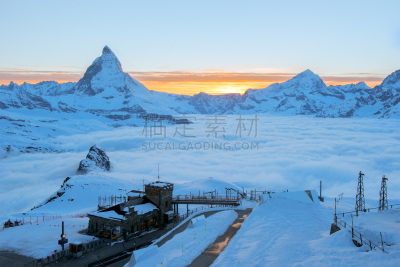 马特洪峰,瑞士,策尔马特,天空,水平画幅,雪,无人,曙暮光,户外,云景