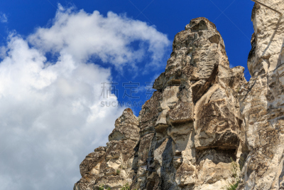 天空,岩石,悬崖,蓝色,山顶,白垩,背景,美,水平画幅,云