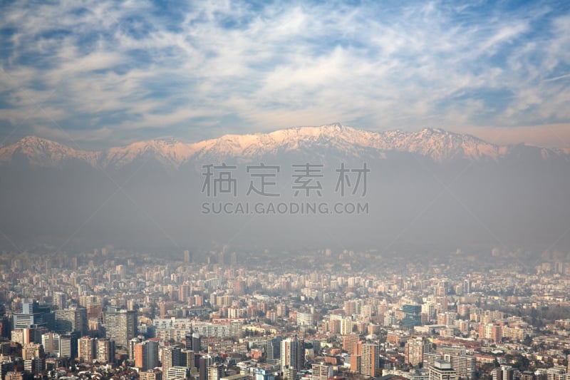 圣地亚哥德古巴,都市风景,智利,安地斯山脉,云景,雪山,黄昏,云,烟雾