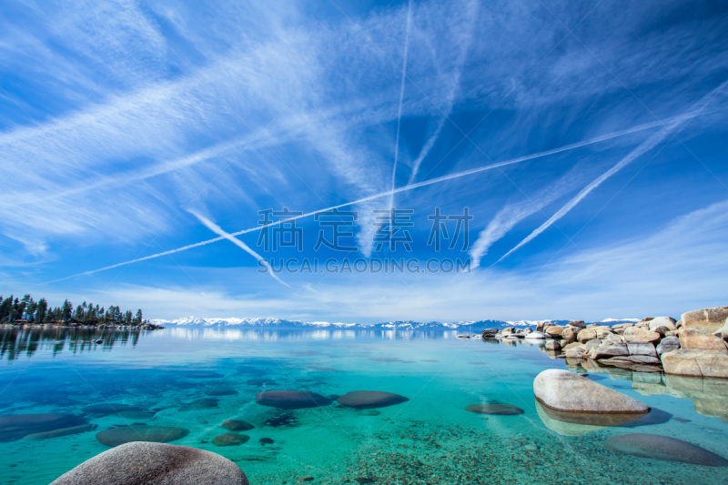 太浩湖,山德港,加利福尼亚内华达山脉,水,天空,美国西部,水平画幅,无人,夏天,户外