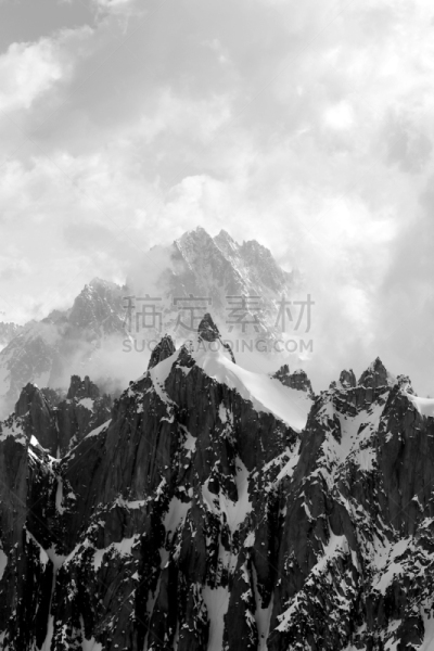 霞慕尼,地形,山,岩层,勃朗丛山,米迪正午峰,勃朗峰,垂直画幅,水,天空