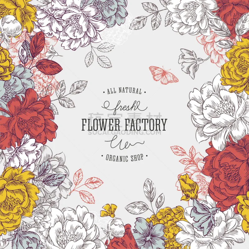 绘画插图 仅一朵花 牡丹 矢量 式样 背景 模板 美 贺卡图片素材下载 稿定素材