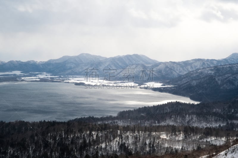 山口,日本,冬天,弟子屈,北海道,屈斜路湖,看风景,雪堆,寒冷,视角