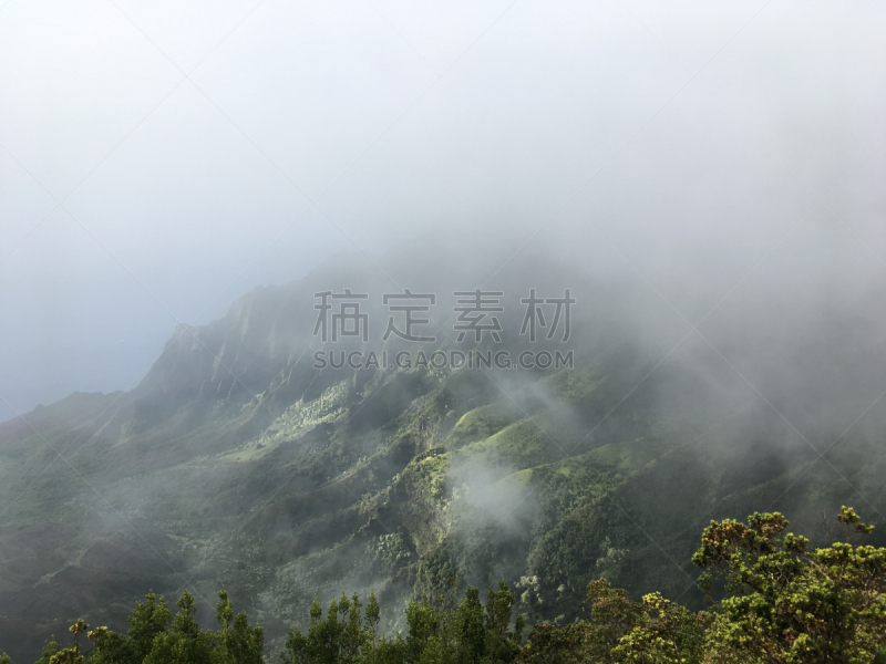 云,考艾岛,卡拉劳山谷,夏威夷,白昼,威美亚峡谷州立公园,卡拉劳海滩,美国,水平画幅,无人