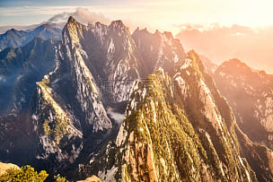 中国,山,顶部,看风景,旅游目的地,华山,陕西省,原野,秘密,悬崖