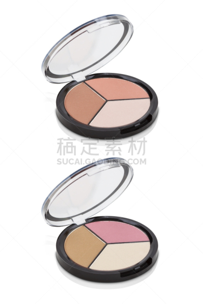 多样,粉底,化妆用品,白色背景,调色板,树荫,小路,分离着色,开着的,布置