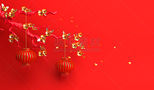 红色,黄金,樱花,铜锣,传统节日,仅一朵花,庆祝,设计
