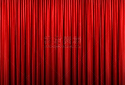 red curtain of stage, 3d Illustration