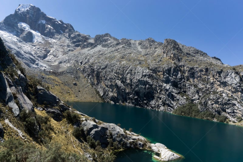 秘鲁,湖,山,科迪勒拉山脉,哈拉兹城,安地斯山脉,水平画幅,户外,攀登,上升